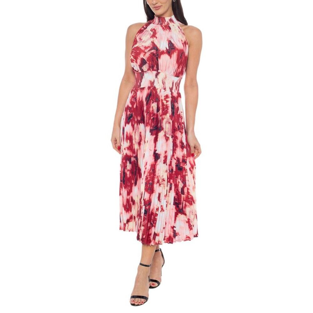 Marina Womens Tie Dye Midi Dress, White